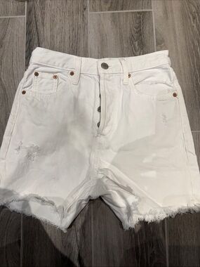 Denim Forum White Distressed Women's Denim Shorts